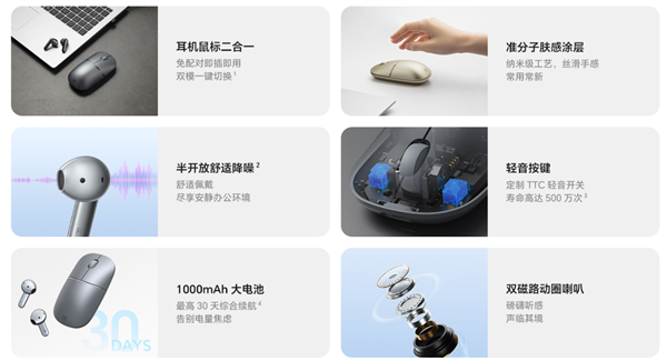 耳机鼠标二合一！荣耀亲选悦喔无线耳鼠Pro预售：首发249元